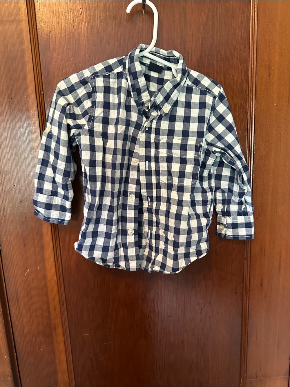 GAP Navy and White Gingham Button-Down Shirt